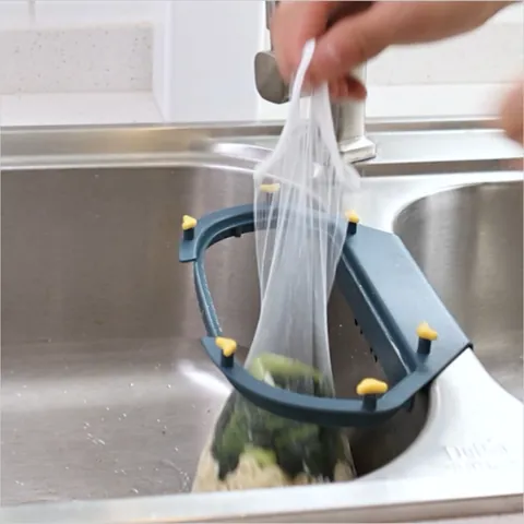 Triangle Kitchen Sink Drain Rack With Disposable Filter Mesh Bag Holder For Clog Free Household Waste Management Strainer