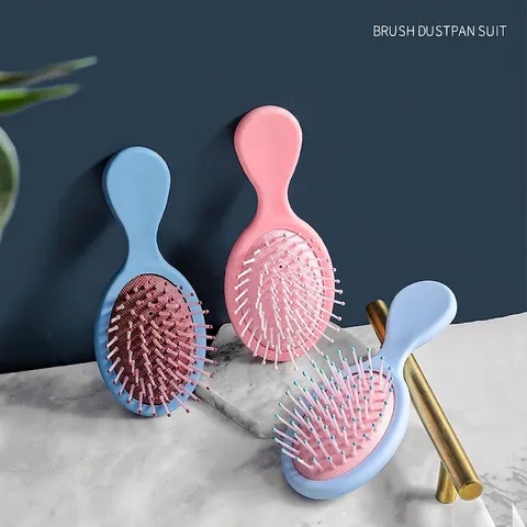 Mini Peine de Masaje con Cojín de Aire Portátil Cepillo de Pelo Antiestático para Mujeres Niñas Tamaño de Viaje Peine de Plástico PP