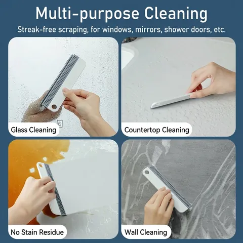 Handheld Glass Squeegee Cleaning Tool For Bathroom Mirror Window Kitchen Countertop PP Material Hanging Hole Design Modern Squeegee
