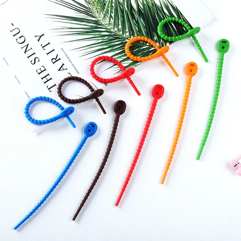 Reusable Silicone Cable Ties Multi-Color Adjustable Cord Organizer Straps For Data Cables Headphones Wires Management Ties