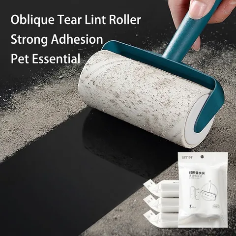 Portable Lint Roller For Pet Hair Removal Sticky Roller With Replaceable Refill For Clothes Furniture Couch Cleaning Tool