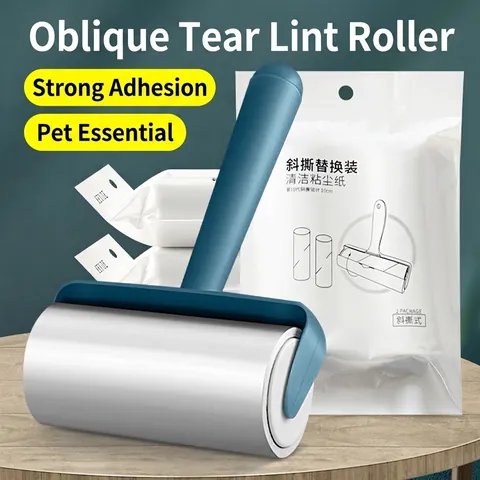 Portable Lint Roller For Pet Hair Removal Sticky Roller With Replaceable Refill For Clothes Furniture Couch Cleaning Tool
