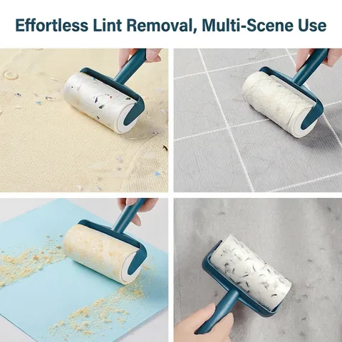 Portable Lint Roller For Pet Hair Removal Sticky Roller With Replaceable Refill For Clothes Furniture Couch Cleaning Tool