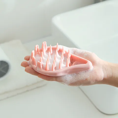 Portable Handheld Silicone Shampoo Brush TPR Scalp Massager Comb For Deep Cleaning Dandruff Removal Head Massage Tool