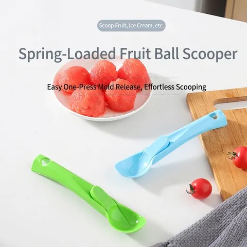 Thickened Plastic Ice Cream Scoop Multifunctional Fruit Baller With Press Release Design Hanging Hole For Watermelon Dough