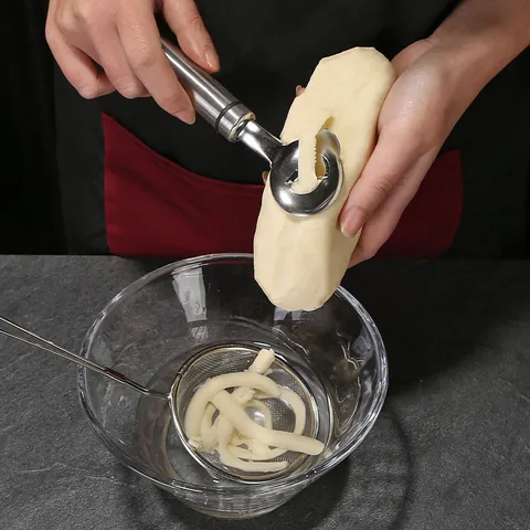 Stainless Steel Noodle Slicer Shaved Noodle Cutter Manual Kitchen Tool Ergonomic Handle Noodle Peeler With Hanging Hole