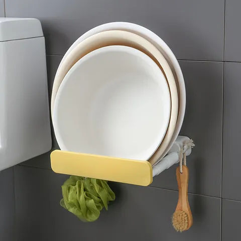 A3039 Wall Mounted No Drill Expandable Washbasin Rack Multi Functional Plastic Organizer with Hooks for Bathroom Kitchen