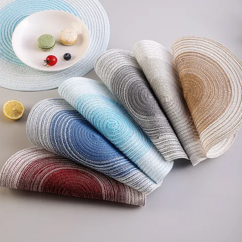 Round Cotton Yarn Woven Place Mat Heat Resistant Non-slip Table Mat For Kitchen Dining Room Japanese Nordic Style Bowl Cup Pad