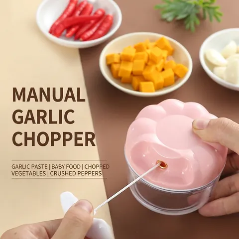 Manual Garlic Chopper Pull String Food Processor With Stainless Steel Blades Ginger Chili Vegetable Crusher Nordic Style Kitchen Tool
