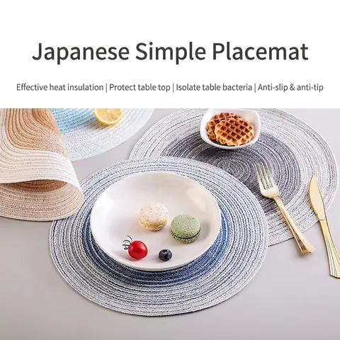 Round Cotton Yarn Woven Place Mat Heat Resistant Non-slip Table Mat For Kitchen Dining Room Japanese Nordic Style Bowl Cup Pad