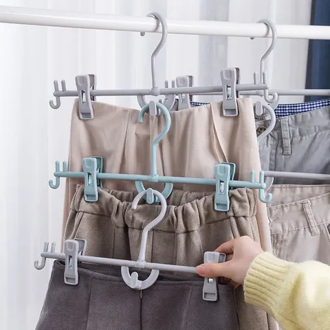 Appendiabiti per Pantaloni in Plastica Regolabili Salvaspazio Con Clip Appendiabiti per Gonne Sovrapponibili a Più Strati