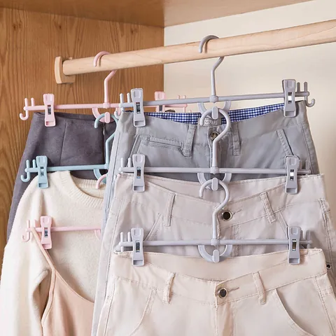Appendiabiti per Pantaloni in Plastica Regolabili Salvaspazio Con Clip Appendiabiti per Gonne Sovrapponibili a Più Strati