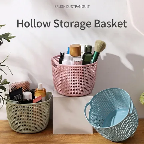 Hollow Plastic Storage Basket Portable Desktop Organizer Bin For Cosmetics Stationery Sundries Home Office Daily Life Women Gifts