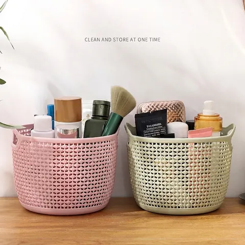 Hollow Plastic Storage Basket Portable Desktop Organizer Bin For Cosmetics Stationery Sundries Home Office Daily Life Women Gifts