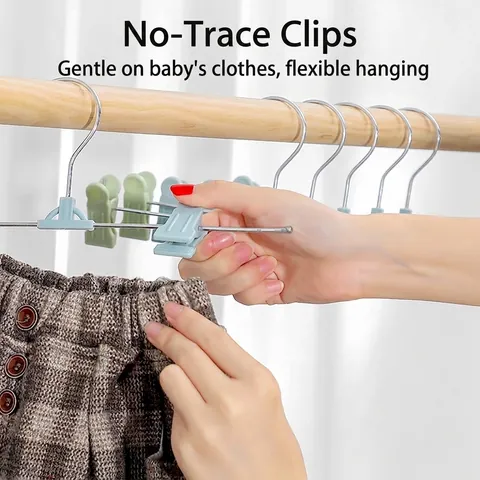 Hosenbügel aus Kunststoff und Metall mit Verstellbaren Rutschfesten Clips Platzsparender Kleiderschrank Organizer für Hosen Röcke Unterwäsche