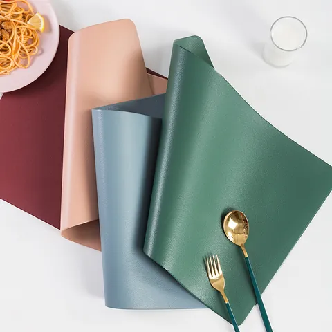 Nordic Style PVC Leather Placemat Waterproof Oilproof Heat Resistant Dining Table Mat For Home Hotel Rectangular Table Mat