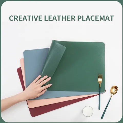 Nordic Style PVC Leather Placemat Waterproof Oilproof Heat Resistant Dining Table Mat For Home Hotel Rectangular Table Mat