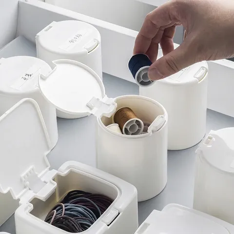 Pop-up Desktop Storage Box Minimalist White Plastic Organizer For Cotton Swabs Medicine Small Items Household Office Organization Case