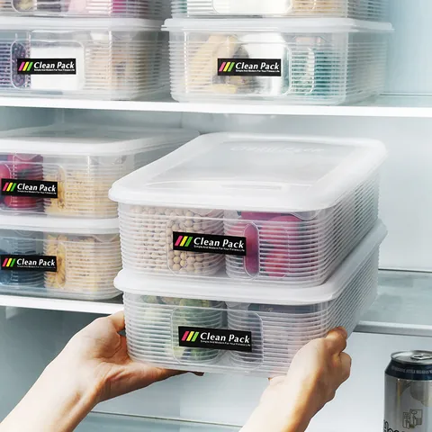 Transparent Plastic Refrigerator Food Storage Container With Lid Stackable Kitchen Organizer Box For Onion Ginger Garlic Fruit