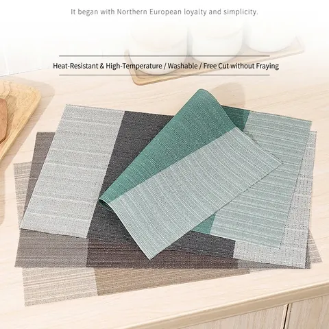 Modern PVC Woven Place Mats Heat Resistant Non Slip Washable Table Mats For Dining Table Kitchen Home Hotel Decor