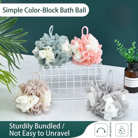 Exfoliating Mesh Bath Ball Double Color Shower Sponge Large Loofah For Body Cleaning With Hanging Rope For Home Bathroom Unisex
