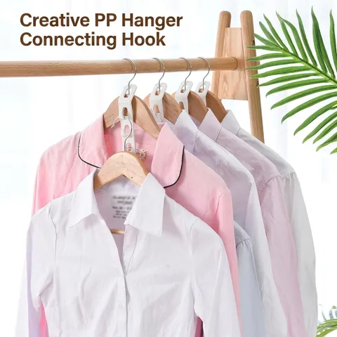 4Pcs White Hanger Connector Hooks Space Saving Hanger Extender Clips For Closet Wardrobe Clothes Storage Organization