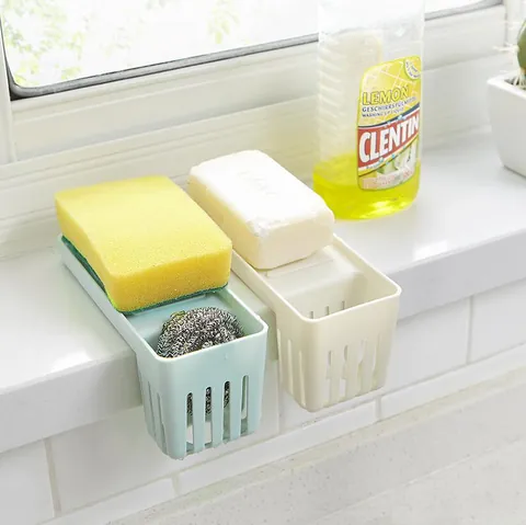 Kitchen Sink Suction Cup Drain Rack Sponge Holder Faucet Storage Hanging Basket Plastic Bathroom Organizer Rack
