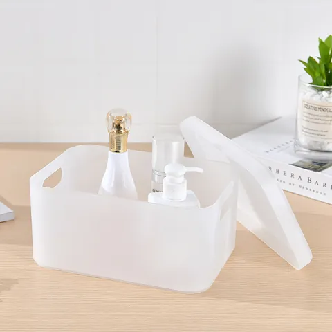 Schreibtisch Aufbewahrungsbox Mit Deckel Matt Kunststoff Kosmetik Organizer Geteilte Maske Lagerung Fall Für Büro Zuhause Schlafzimmer