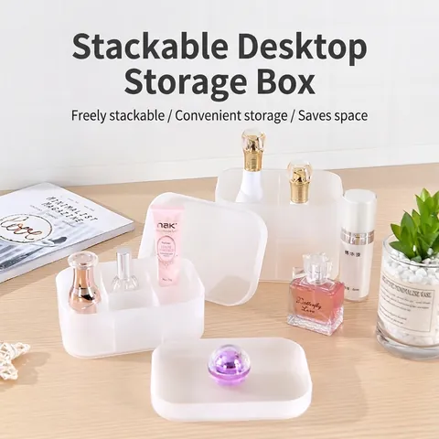 Schreibtisch Aufbewahrungsbox Mit Deckel Matt Kunststoff Kosmetik Organizer Geteilte Maske Lagerung Fall Für Büro Zuhause Schlafzimmer