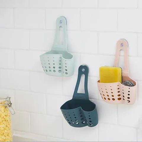 TPR Kitchen Sink Drain Bag Adjustable Hanging Basket Draining Rack For Sponge Soap Scrubber Storage Kitchen Bathroom Organizer