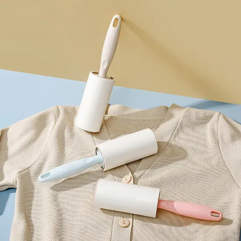 Portable Plastic Cartoon Lint Roller For Clothes Furniture Pet Hair Removal Sticky Paper Brush With Sixty Peelable Sheets
