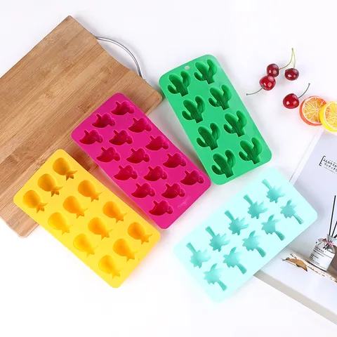 Silicone Ice Cube Tray Pineapple Cactus Penguin Coconut Tree Shapes Easy Release Flexible Ice Mold For Home Party Drink