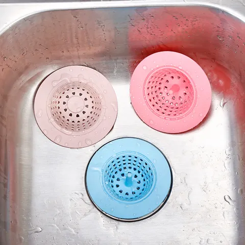 TPR Silicone Sink Strainer Filter Kitchen Drain Stopper With Handle Heart Shaped Holes For Bathroom Anti-Clogging Home Tool