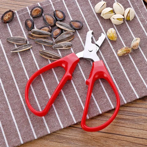 Stainless Steel Melon Seed Pliers Nut Cracker Handheld Ergonomic Sheller Tool For Home Kitchen Red