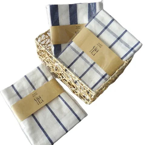 Japanese Style Linen Placemat Striped Grid Napkin Minimalist Blue White Table Mat For Home Kitchen Dining Decoration