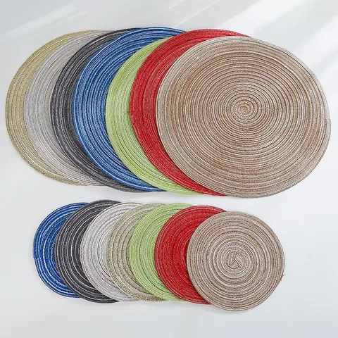 Modern Minimalist Round Braided Cotton Linen Placemats Spiral Texture Heat Insulation Anti-Slip Table Dining Mat Home Decor