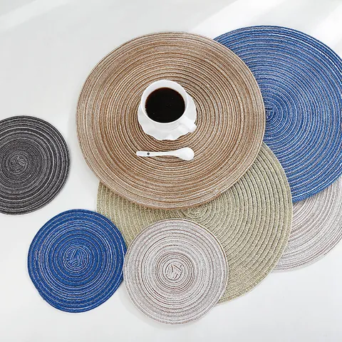 Modern Minimalist Round Braided Cotton Linen Placemats Spiral Texture Heat Insulation Anti-Slip Table Dining Mat Home Decor