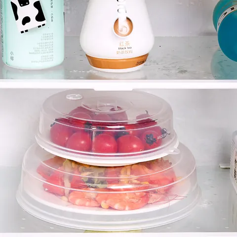 Transparent Plastic Microwave Food Splash Guard Lid Refrigerator Freshness Storage Cover Stackable Plate Shield For Kitchen Heating