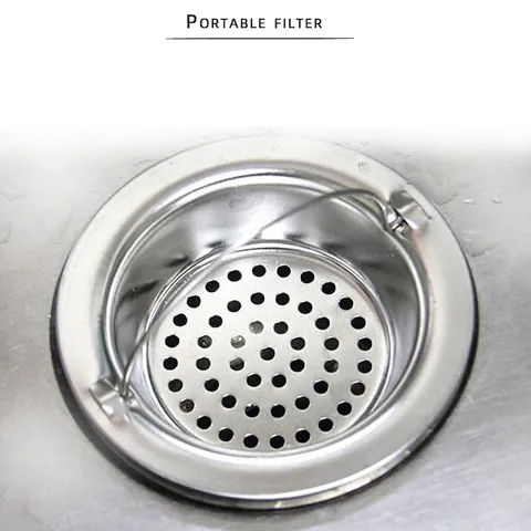 Stainless Steel Kitchen Sink Strainer With Portable Handle Bathroom Sewer Filter Mesh Stopper Anti-Clogging Drain Basket