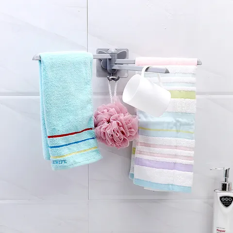 Portasciugamani Rotante Senza Fori Con Decorazione a Fiocco ABS Autoadesivo Per Bagno Cucina Organizzatore Da Parete
