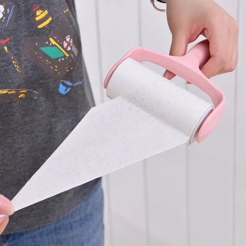 Portable Lint Roller For Pet Hair Clothes Sticky Dust Remover With Oblique Tear Refill Ergonomic Handle Household Cleaning Tool