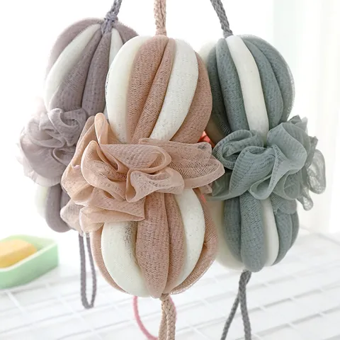 Nylon Mesh Bath Ball Long Exfoliating Back Scrubber Loofah Sponge Soft Foaming Net Shower Accessories For Women Men Bathroom