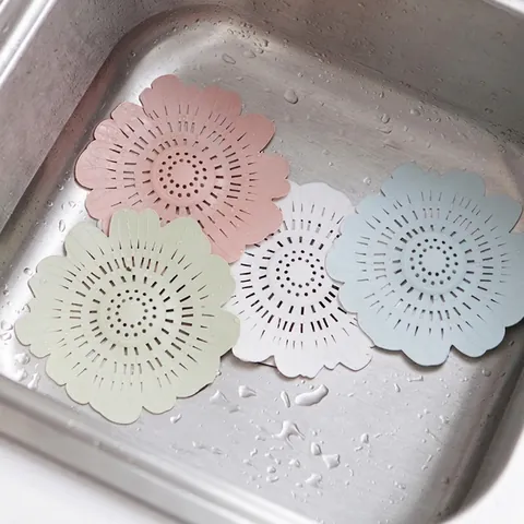 Flower Shaped PVC Sink Strainer Hair Catcher Suction Cup Anti Clogging Drain Cover Kitchen Bathroom Sewer Filter Accessories