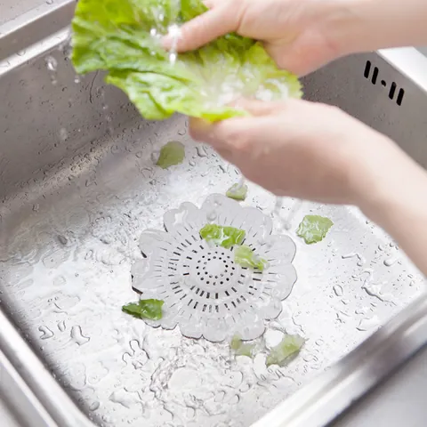 Flower Shaped PVC Sink Strainer Hair Catcher Suction Cup Anti Clogging Drain Cover Kitchen Bathroom Sewer Filter Accessories