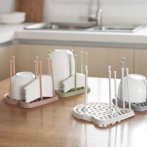 Kitchen Dish Drying Rack Plastic Plate Bowl Cup Storage Drainer Organizer Modern Household Countertop Dish Rack Holder