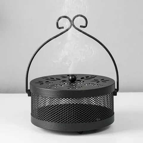 Klassieke IJzeren Muggenwerende Doos Draagbare Vuurvaste Wierookbrander Met Deksel En Handvat Voor Thuis Woonkamer Buiten Decoratieve Hulgaashouder