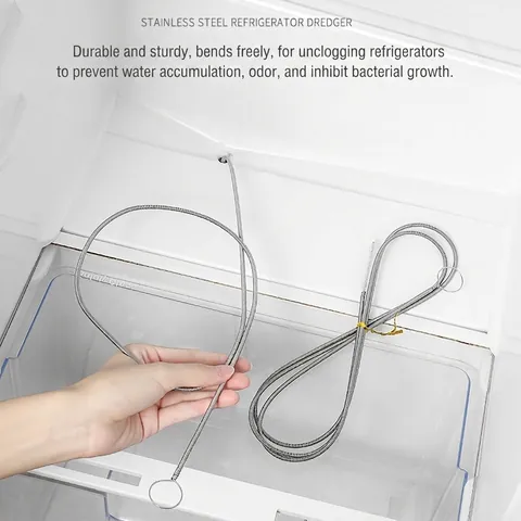 Stainless Steel Refrigerator Drain Hole Unblocker Flexible Spring Pipe Cleaning Brush For Fridge Clog Removal Tool