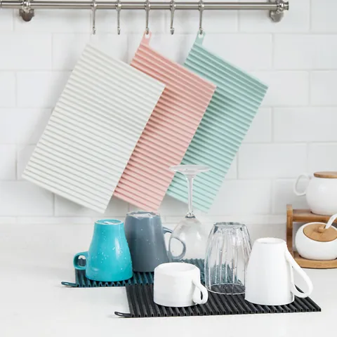 Silicone Mini Washboard Soft Laundry Scrub Board For Hand Washing Clothes Kitchen Drying Mat Non-Slip Wavy Heat Resistant Pad