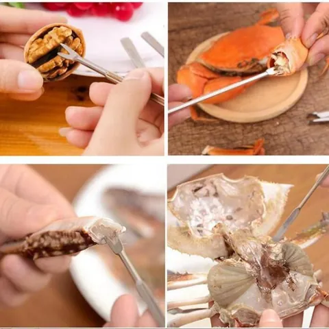 Stainless Steel Crab Needle Seafood Walnut Picker Multi Purpose Shelling Tool Polished Metal Nut Picker For Home Banquet Kitchen Gadget