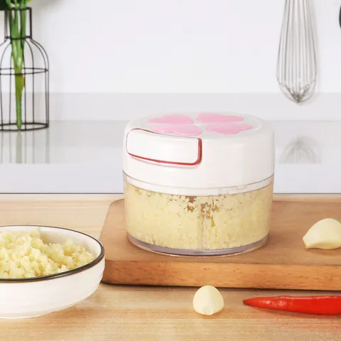 Mini Manual Garlic Chopper Household Ginger Crusher Pull String Food Processor ABS Stainless Steel Blade Kitchen Tool